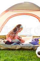 Young girl in tent