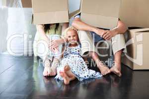 Family having fun after moving house