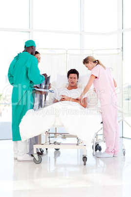A patient meeting his medical team