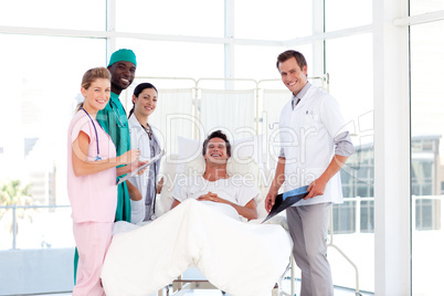 Consultation between doctors and a patient