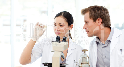 Students of science working in a laboratory