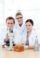 Students of science working in a laboratory