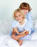 Children together in bed