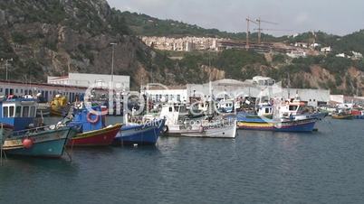 Colorful fishing boats in the port