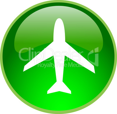 3D Button grün Flugzeug
