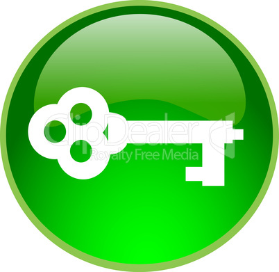 3D Button grün Schlüssel
