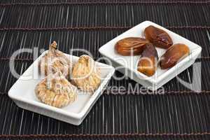 getrocknete Feigen und Datteln, dried figs and dates