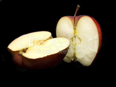 Sliced apple on black