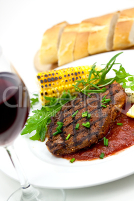 Rib Eye Steak mit Rucola Salat
