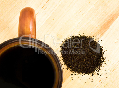 Coffee grounds with mug
