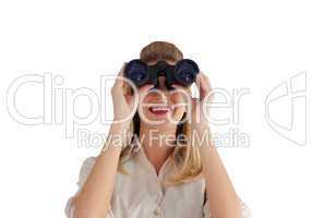 Businesswoman looking through Binoculars