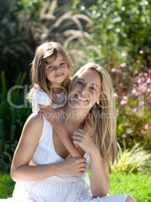 Mother with her Daugther in summer outdoors