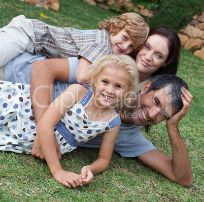 Family enjoying life in the garden