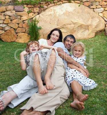 Family enjoying life in the garden