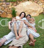 Family enjoying life in the garden