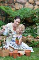 Mother and child Gardening