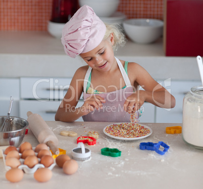 Beautiful young Girl Working in the Kitchen