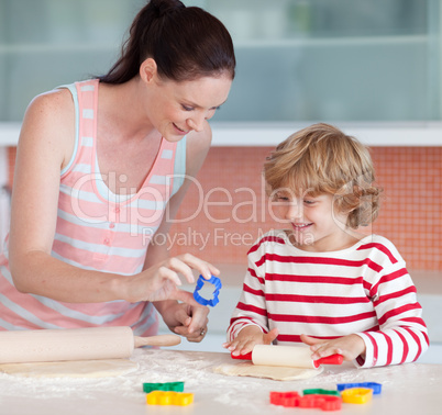 Mother and son Baking in the Kitchen