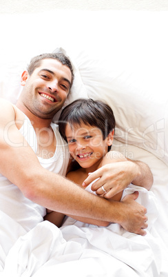 Father and son having fun together