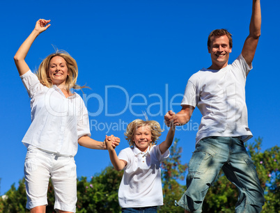 Family Jumping in the air