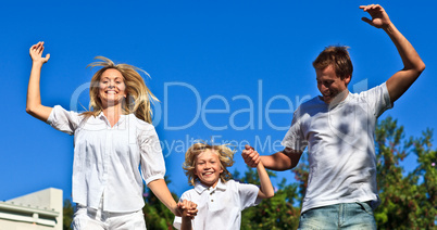 Family Jumping in the air