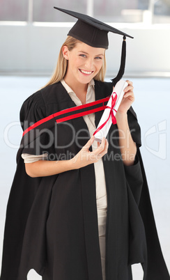 Woman smiling at her graduation