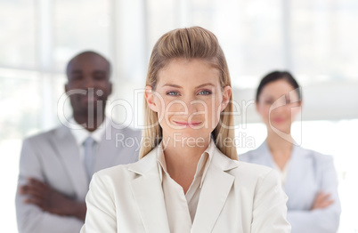 Young Powerful looking business woman smiling