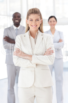 Young Business woman smiling at camera