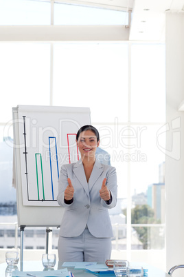 Business leader with Thumbs up