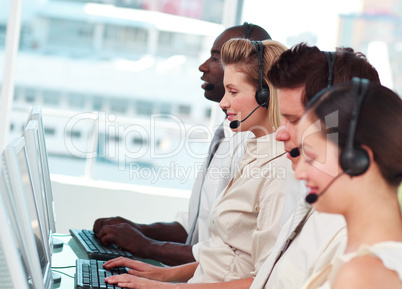 Young Team working in a call centre