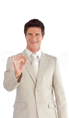 Business man showing Positive sign