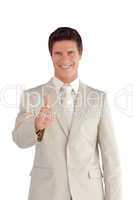 Businessman with one Thumb up