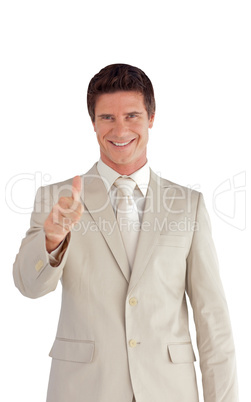 Businessman with one Thumb up