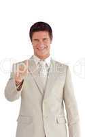 Businessman with one Thumb up