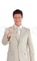 Businessman with one Thumb up