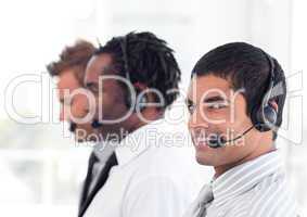 Young Man working in a call centre