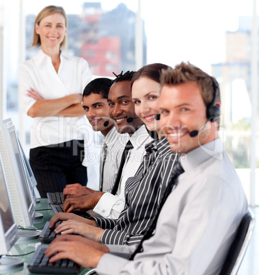 People working in a call centre