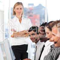 woman leading a business team