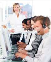 Team working in a call centre