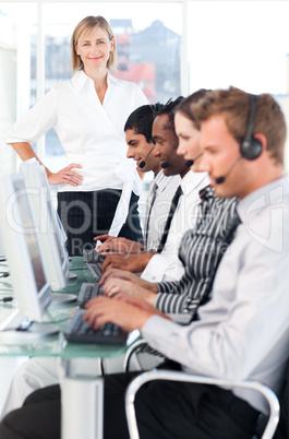 Team working in a call centre