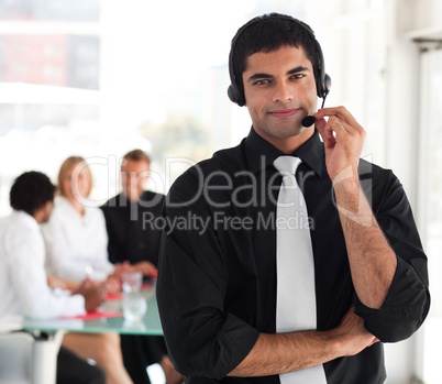 Young business Team working in a call centre