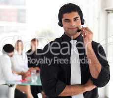 Young business Team working in a call centre