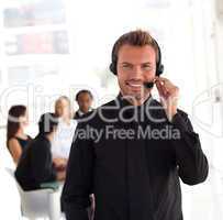 Young Businessman with headset on