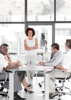 Female business woman giving a presentation