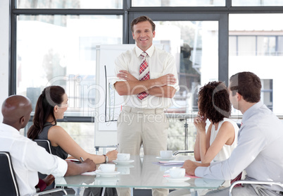 Senior Business man giving a presentation