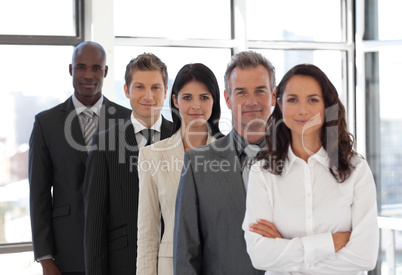 Business woman leading a business team