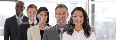 Business woman leading a business team