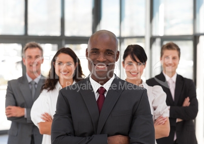 Young African American Man Business leading a team