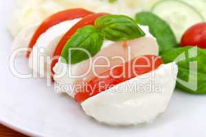 Tomaten-Käse Salat mit Basilikum,Püree