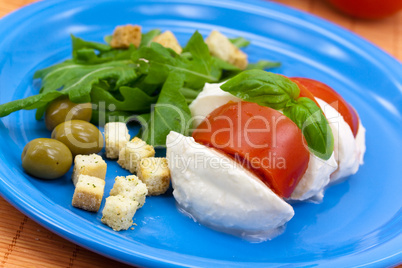 Tomaten-Käse Salat mit Basilikum Tomaten-Käse Salat mit Basilikum
